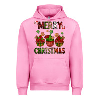 Fuchsia Pink Merry Christmas cupcakes Urban Hoodie - NancyCooperArtShop