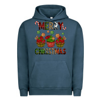 Pigment Midnight Navy Merry Christmas cupcakes Urban Hoodie - NancyCooperArtShop