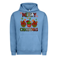 Pigment Pebble Blue Merry Christmas cupcakes Urban Hoodie - NancyCooperArtShop
