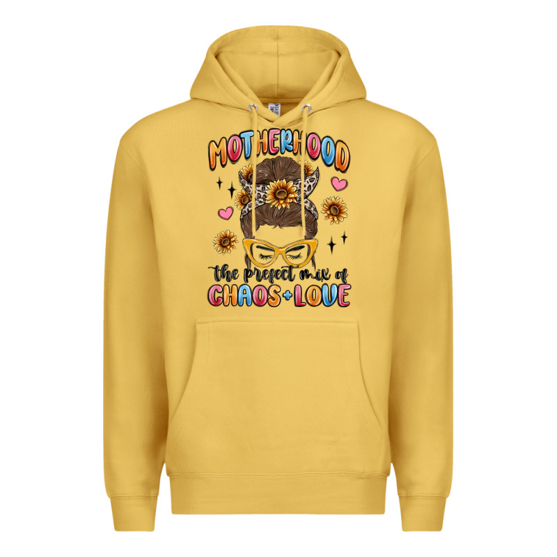 Motherhood The Perfect Mix Of Chaos And Love Premium Hoodie by MaliasSmallBusiness | Teevron