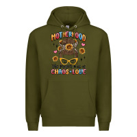 Army Green motherhood the perfect mix of chaos and love Premium Hoodie - MaliasSmallBusiness
