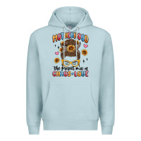 Blue Mist motherhood the perfect mix of chaos and love Premium Hoodie - MaliasSmallBusiness