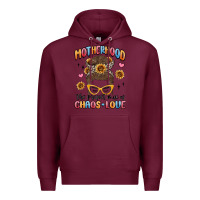 Burgundy motherhood the perfect mix of chaos and love Premium Hoodie - MaliasSmallBusiness