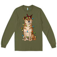 Army Green christmas lights shiba inu Long Sleeve Tee - RanaPortraitStore