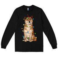 Black christmas lights shiba inu Long Sleeve Tee - RanaPortraitStore