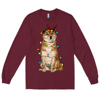 Burgundy christmas lights shiba inu Long Sleeve Tee - RanaPortraitStore
