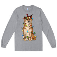 Heather Grey christmas lights shiba inu Long Sleeve Tee - RanaPortraitStore