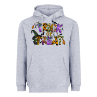 Heather Grey trick or treat Heavyweight Hoodie - BundleAndBundleShop