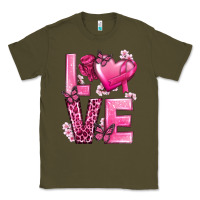 Army Green Love Cancer with Heart Classic Tee - texasbilliewilder