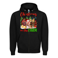 Black christmas on the farm Zipper Hoodie - FaDigitalArtStudio