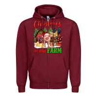 Burgundy christmas on the farm Zipper Hoodie - FaDigitalArtStudio
