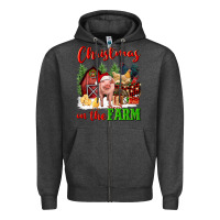 Charcoal Heather christmas on the farm Zipper Hoodie - FaDigitalArtStudio