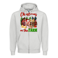 Dove Grey christmas on the farm Zipper Hoodie - FaDigitalArtStudio