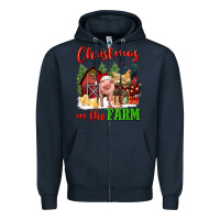 Navy christmas on the farm Zipper Hoodie - FaDigitalArtStudio