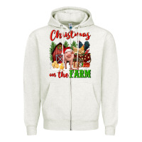 Oatmeal Heather christmas on the farm Zipper Hoodie - FaDigitalArtStudio
