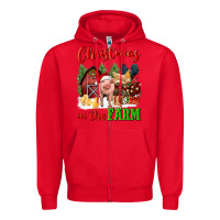 Red christmas on the farm Zipper Hoodie - FaDigitalArtStudio