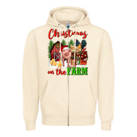 Sandshell christmas on the farm Zipper Hoodie - FaDigitalArtStudio
