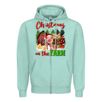 Seafoam christmas on the farm Zipper Hoodie - FaDigitalArtStudio