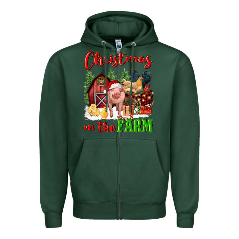 Christmas On The Farm Zipper Hoodie by FaDigitalArtStudio | Teevron