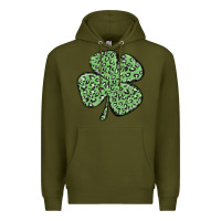Army Green leopard shamrock Premium Hoodie - MaliasSmallBusiness