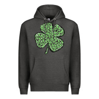 Charcoal Heather leopard shamrock Premium Hoodie - MaliasSmallBusiness