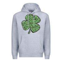 Heather Grey leopard shamrock Premium Hoodie - MaliasSmallBusiness