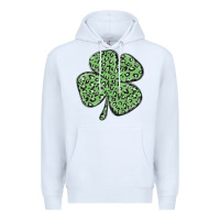 White leopard shamrock Premium Hoodie - MaliasSmallBusiness