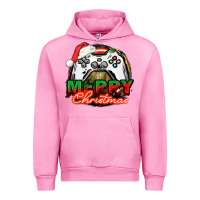Fuchsia Pink Gamer Merry Christmas Urban Hoodie - NancyCooperArtShop