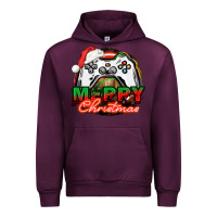 Mauve Wine Gamer Merry Christmas Urban Hoodie - NancyCooperArtShop