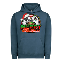 Pigment Midnight Navy Gamer Merry Christmas Urban Hoodie - NancyCooperArtShop