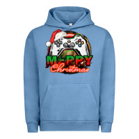 Pigment Pebble Blue Gamer Merry Christmas Urban Hoodie - NancyCooperArtShop