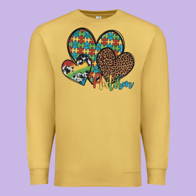 Autism Hearts Leopard Cowhide Premium Sweatshirt Designed By Artiststas