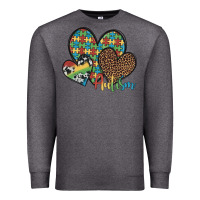 Charcoal Heather autism hearts leopard cowhide Premium Sweatshirt - Artiststas