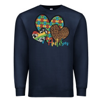 Navy autism hearts leopard cowhide Premium Sweatshirt - Artiststas