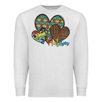 Oatmeal Heather autism hearts leopard cowhide Premium Sweatshirt - Artiststas
