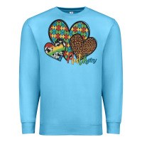Ocean Blue autism hearts leopard cowhide Premium Sweatshirt - Artiststas