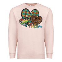 Pale Pink autism hearts leopard cowhide Premium Sweatshirt - Artiststas