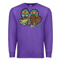 Purple autism hearts leopard cowhide Premium Sweatshirt - Artiststas