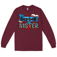 Burgundy baseball sister with leopard Long Sleeve Tee - Zillion Design Studio