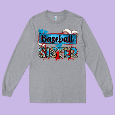 Baseball Sister With Leopard Long Sleeve Tee Designed By Zillion Design Studio