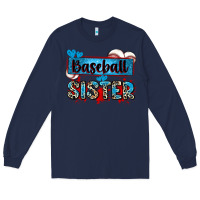 Navy baseball sister with leopard Long Sleeve Tee - Zillion Design Studio
