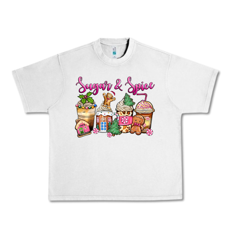 Sugar And Spice Pink Gingerbread Coffee Cups Urban Heavy Tee by Zillion Design Studio | Teevron