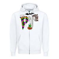 White pt Zipper Hoodie - CowhideDigitalArt