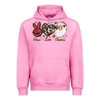 Fuchsia Pink Peace love Christmas Urban Hoodie - NancyCooperArtShop