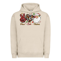 Pigment French Oak Peace love Christmas Urban Hoodie - NancyCooperArtShop