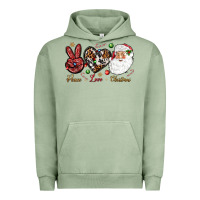 Pigment Oil Green Peace love Christmas Urban Hoodie - NancyCooperArtShop