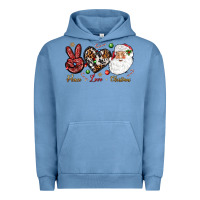 Pigment Pebble Blue Peace love Christmas Urban Hoodie - NancyCooperArtShop