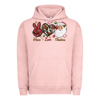 Pigment Salmon Peace love Christmas Urban Hoodie - NancyCooperArtShop