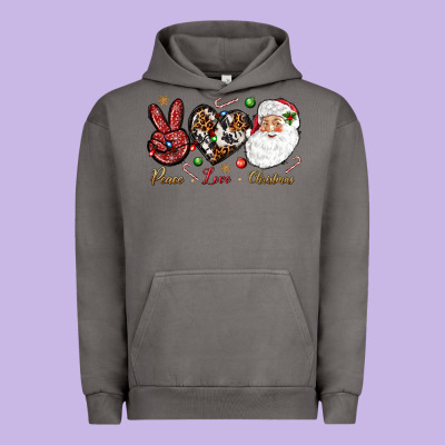 Peace Love Christmas Urban Hoodie Designed By Nancycooperartshop