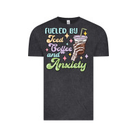 Vintage Black fueled by iced coffee and anxiety Vintage Tee - MaliasSmallBusiness
